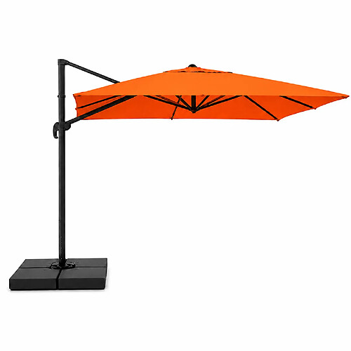 Concept Usine Parasol rectangulaire 3x4 déporté rotatif orange en aluminium CEZIR