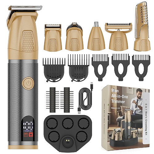 INF Tondeuse Multifonctionnelle 6-en-1 Étanche avec Station de Charge Gold