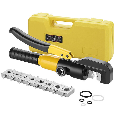 TEENO Pince à Sertir Hydraulique 10T avec 9 Matrices Hexagonales Course 12mm
