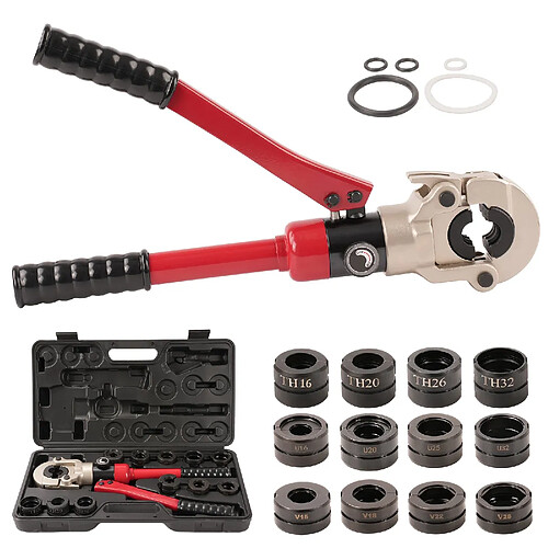 TEENO Pince à sertir hydraulique Ø15-32mm, 12 contours, Outil presse plomberie