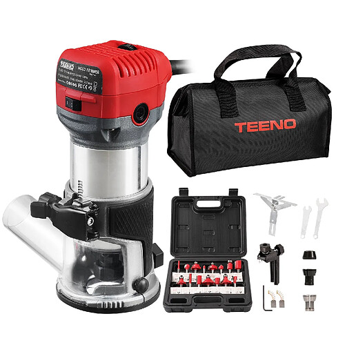 TEENO Affleureuse Électrique 710W 13000-33000 RPM Avec Housse anti Poussière, Affleureuse à