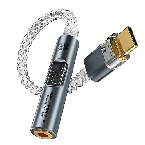 INF Adaptateur audio USB-C vers jack 3,5 mm BA23 avec DAC intégré Grey