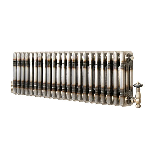 Monstershop Radiateur Traditionnel Acier Métal Brut à 3 Colonnes & Vannes 300 x 1010 mm