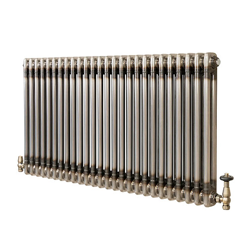 Monstershop Radiateur Traditionnel Acier Métal Brut à 2 Colonnes & Vannes 600 x 1190 mm
