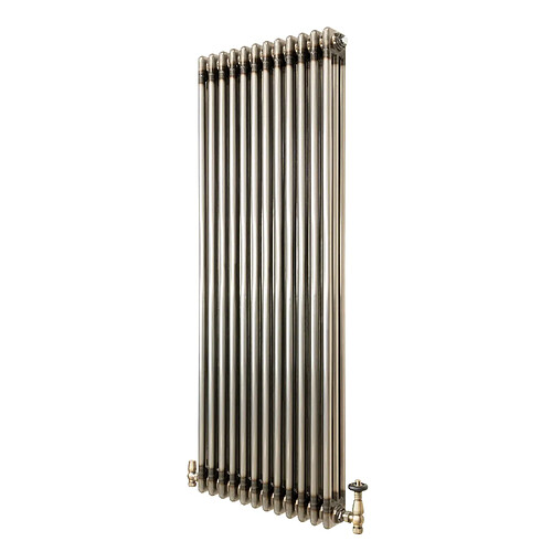 Monstershop Radiateur Traditionnel Acier Métal Brut à 3 Colonnes & Vannes 1500 x 560 mm