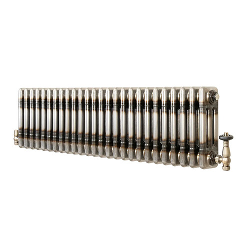 Monstershop Radiateur Traditionnel Acier Métal Brut à 3 Colonnes & Vannes 300 x 1190 mm