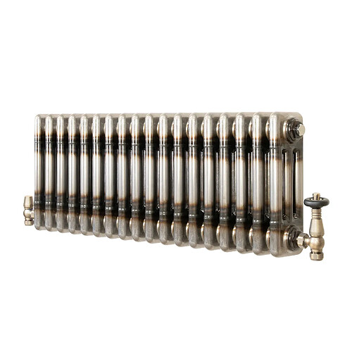 Monstershop Radiateur Traditionnel Acier Métal Brut à 3 Colonnes & Vannes 300 x 830 mm