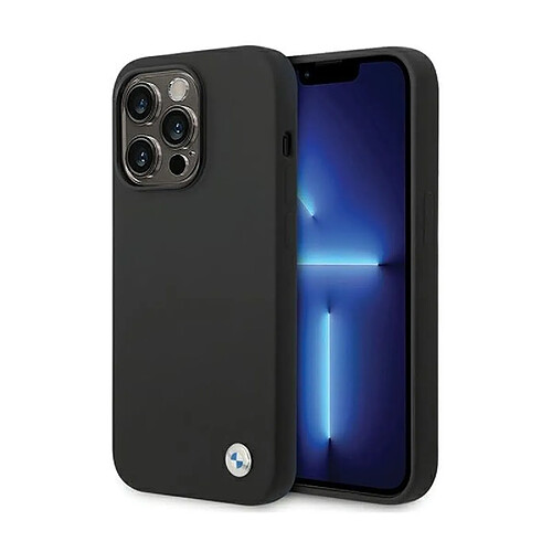 BMW BMHCP15XSILBK Coque pour iPhone 15 Pro Max 6,7`` Noir Silicone Métal Logo
