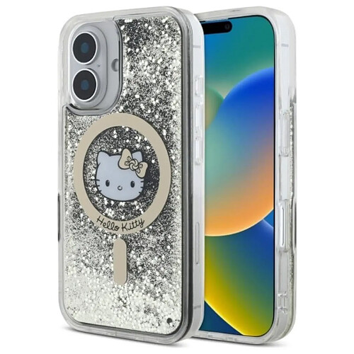 Disney Hello Kitty Liquid Glitter Fever MagSafe - Coque pour iPhone 16 (noir/or)