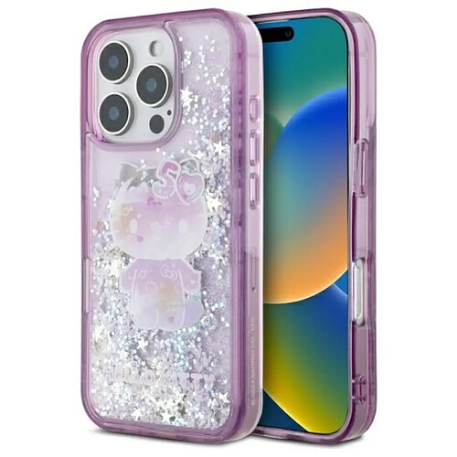 Disney Hello Kitty Liquid Glitter 50TH Anniversary Party - Coque pour iPhone 16 Pro (violet)