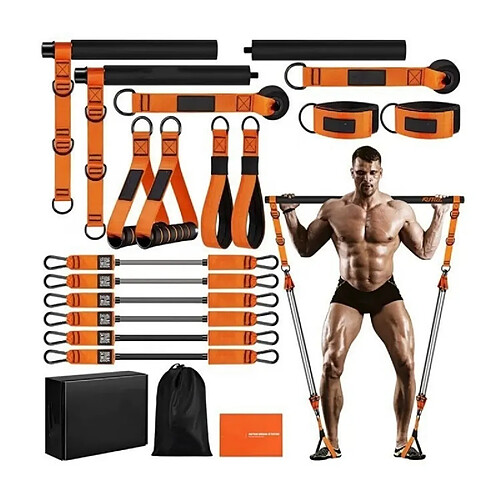 INF Kit Barre de Pilates Complète 270lbs avec Bandes de Résistance - Entraînement à Domicile &