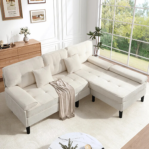 HAUSS SPOLE Canapé d'angle 3 places avec méridienne modulable beige