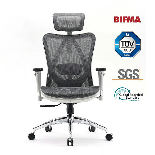 SIHOO M57 Gris clair – Chaise ergo, accoudoirs 3D, soutien lombaire réglable