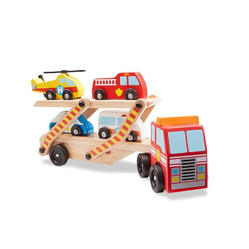 Camion Transporteur De Véhicules D'Urgence 6 Pièces - Camion Enfant 60 Cm - Jeu Imitation -