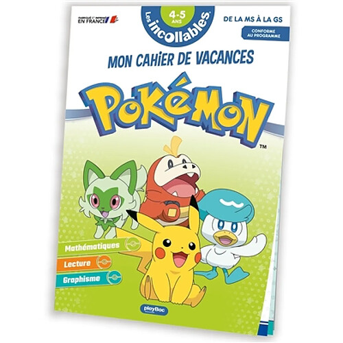 Mon cahier de vacances Pokémon : de la MS à la GS, 4-5 ans, conforme au programme