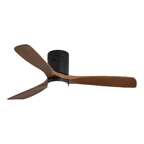 MIVRAY Ventilateur de plafond lumineux, télécommande réversible métal et bois noir
