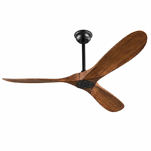 MIVRAY Ventilateur de plafond sans lumière, moteur réversible ABS noir noyer foncé