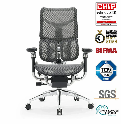 SIHOO Doro S300 noir – Chaise ergonomique – Accoudoirs 6D – Soutien lombaire dynamique