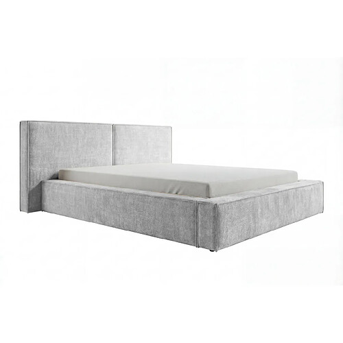 Casanova Lit coffre tissu velours Gris clair 200x200cm