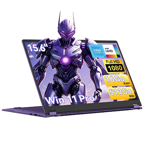 VANWIN PC Portable 15,6" FHD Ecran Tactile Rotation 360° - Intel Core m3-8100Y (Jusqu'à 3.4GHz)