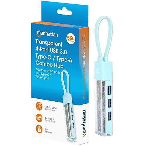 Manhattan Hub USB 3.2 Gen1 4 ports Type-A/C vers 4 USB-A 3.0 181020