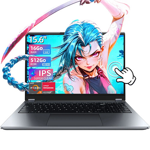 VANWIN PC Portable Ecran 15.6" FHD Tactile 360° Flip -AMD Ryzen 5 7430U (6C/12T)