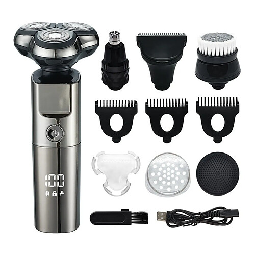 INF Kit Rasoir Électrique Homme 5-en-1 — Entièrement Lavable, Poignée Antidérapante, Rechargea