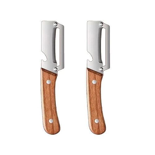 INF Éplucheur en acier inoxydable à manche en bois 2 pièces – Éplucheur multifonction pour pom