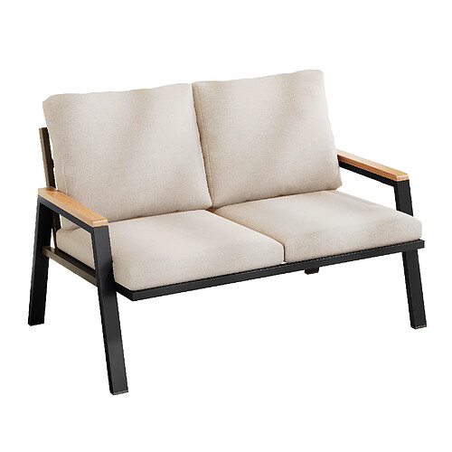MIVRAY Canapé de jardin 2 places style industriel polyester gris