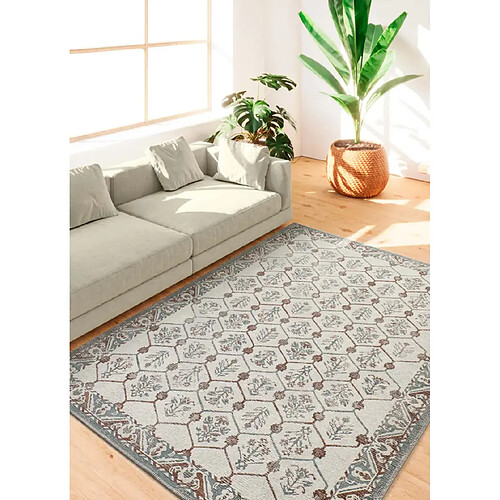 ATTICGO Tapis extérieur vintage LUA bleu / rouille 80x150 cm