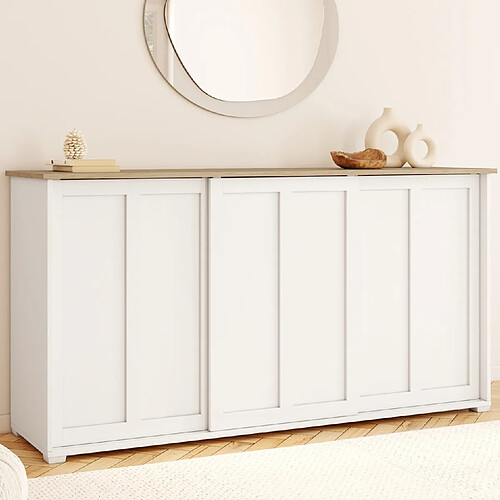 Idmarket Buffet JANGO 160 blanc/bois
