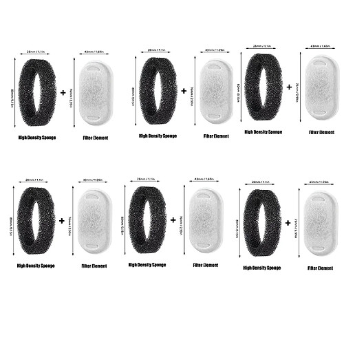 INF Filtres de remplacement pour fontaine à eau pour animaux - 6 coton + 6 éponges pour une ea