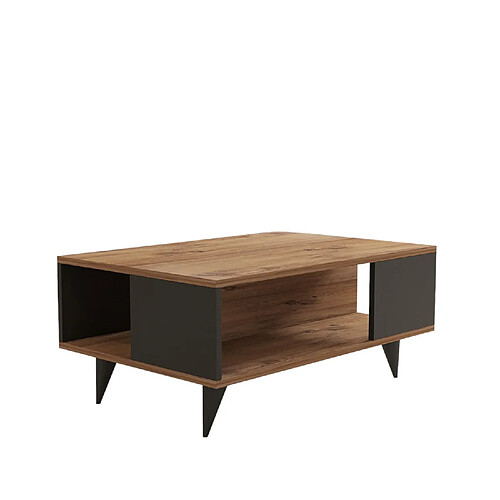 Hanah Home Table basse en bois - 90 x 60 x 39 cm - Noyer, Noir