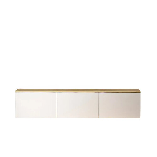 Hanah Home Meuble TV suspendu en bois avec éclairage LED - 160 x 32 x 35 cm - Blanc