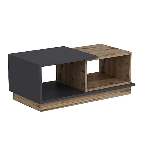 Hanah Home Table basse en bois - 90 x 45 x 36 cm - Gris anthracite