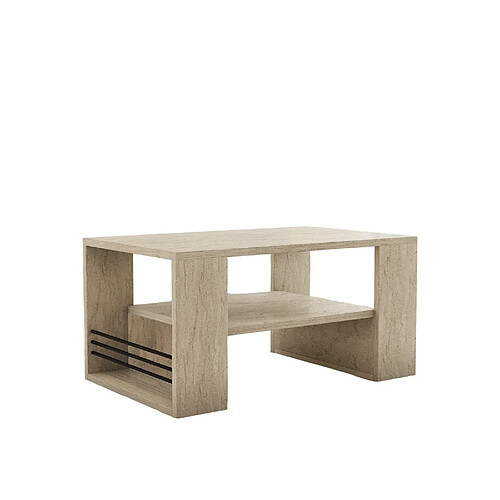Hanah Home Table basse en bois - 80 x 50 x 40 cm - Travertin