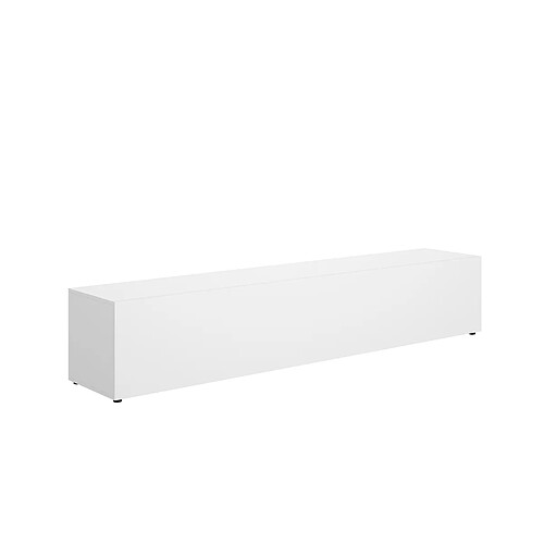 Pegane Meuble TV bas avec portes abattantes, coloris blanc