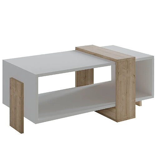 Hanah Home Table basse en bois - 90 x 49 x 40 cm - Blanc
