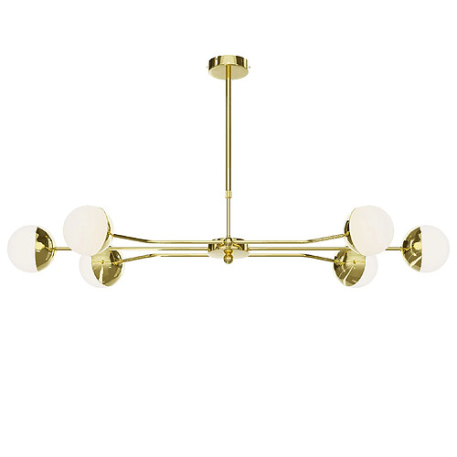 Jupiter Suspension moderne dorée blanc 6 globes verre G9 Trento