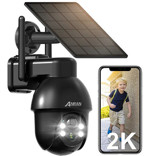 Caméra de Surveillance sans Fil Solaire-ANRAN 3MP Camera+Panneau Solaire, Q3 Noir