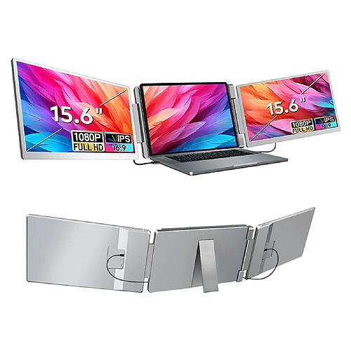 Moniteur portable pliable à double écran FOPO S10,15,6",IPS,1920*1080,16:9,Gris