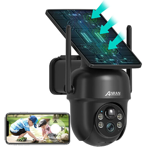 ANRAN Caméra de Surveillance Extérieure WiFi sans Fil 5MP Camera Batterie+Panneau Solaire Intégré