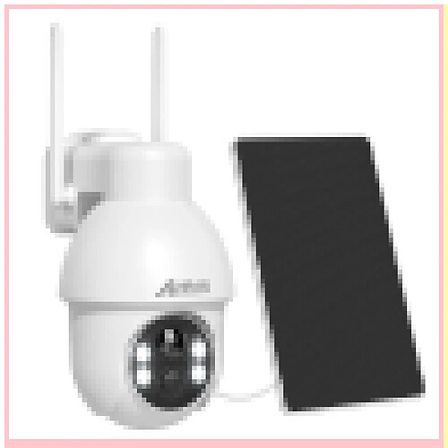 Caméra de Surveillance ANRAN 3MP Panneau Solaire,sans Fil Détection PIR ,360°PTZ,Blanc