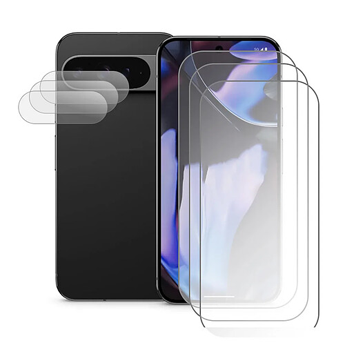 Visiodirect Protections d'écran et de caméra en verre trempé pour Google Pixel 9 5G - 3 + 3