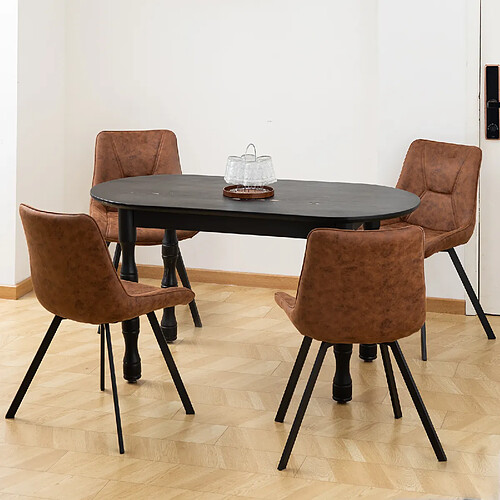 ByteLike Lot de 4 Chaises de Salle à Manger en Simili Cuir Marron