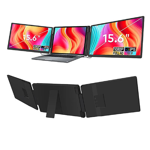 Moniteur portable pliable à double écran FOPO S10,15,6",IPS,1920*1080,16:9,Noir