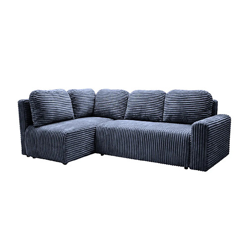 Casanova Canapé d'angle gros velours côtelé 4 places Droit Bleu