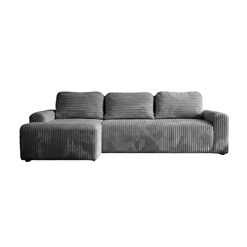 Casanova Canapé d'angle gros velours côtelé 4 places Gauche Gris foncé
