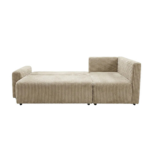 Casanova Canapé d'angle gros velours côtelé 4 places Gauche Beige