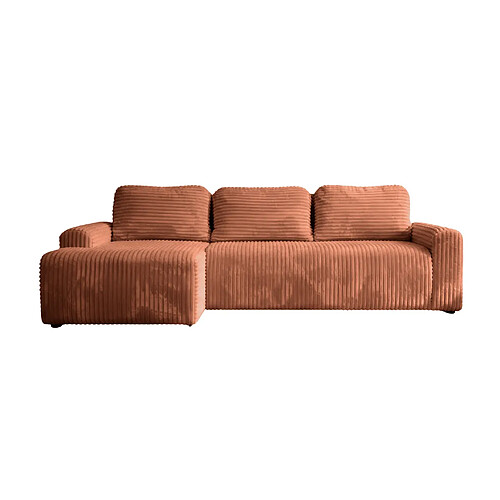 Casanova Canapé d'angle gros velours côtelé 4 places Droit Terracotta